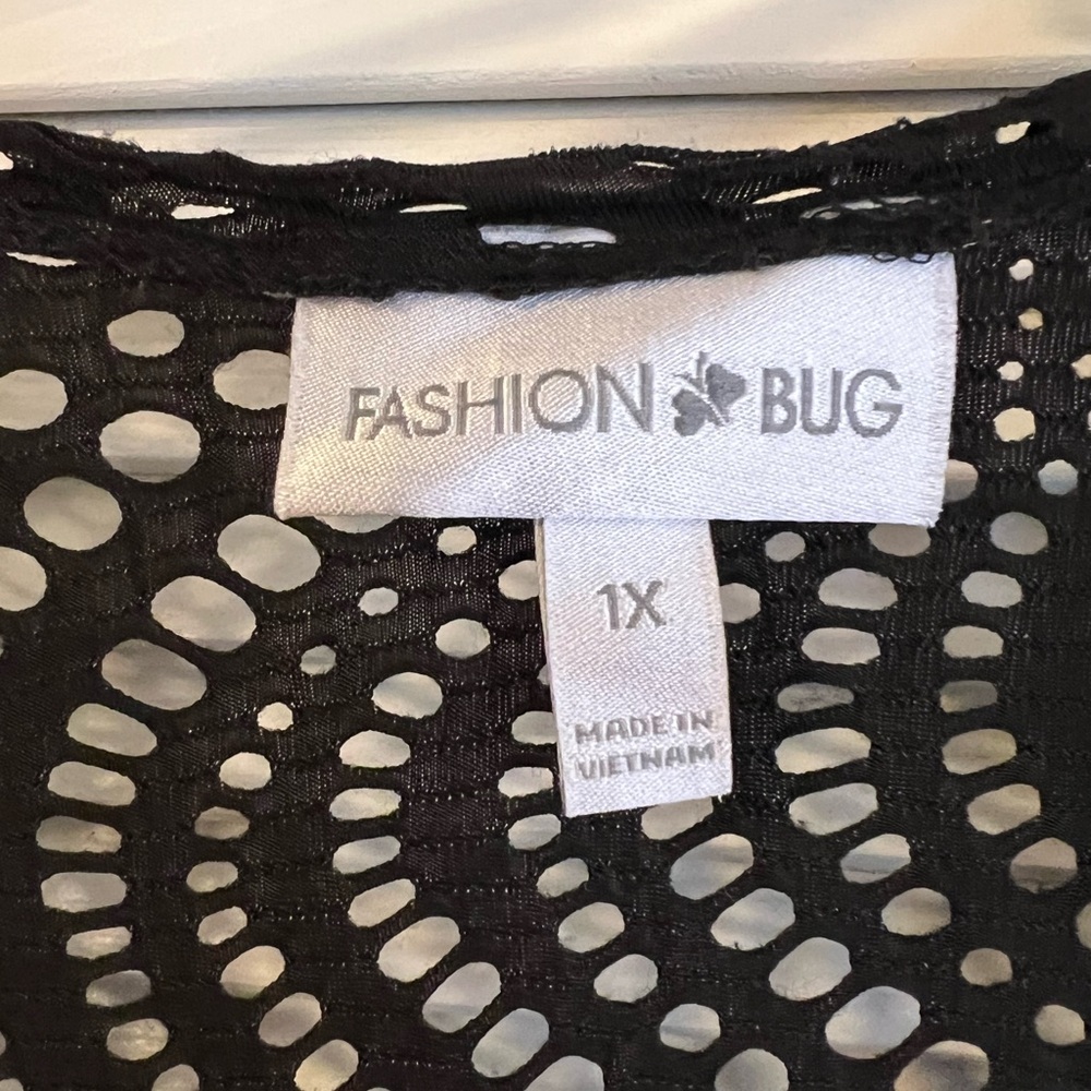 Fashion Bug Black Mesh Swim Cover-Up size 1X - Picture 4 of 5